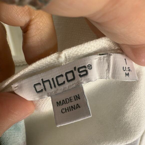 Chico’s sz. 1 (medium) graphic print light stretch knit tunic length vest 3934 - Picture 6 of 7
